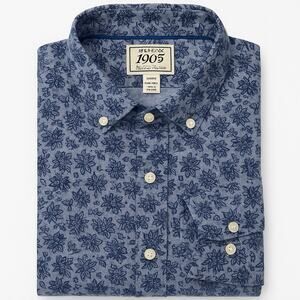 Jos A Bank 1905 Blue Floral Bee Dress Shirt - Mens - Slim Fit Large 100% Cotton